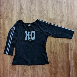 Vintage 2000s Harley-Davidson Women's 3/4 Sleeve Top Size Large